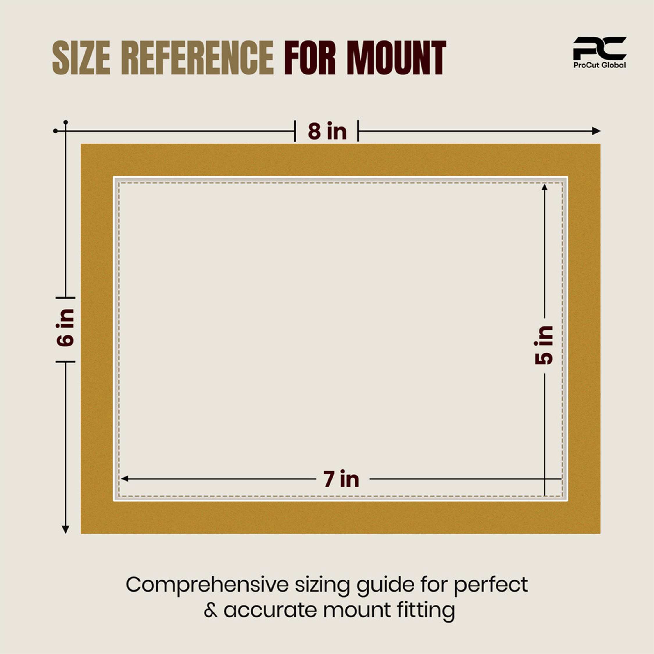 Antique Gold 8x6" Picture Mount With 7x5" Aperture | Acid-Free Picture Mount Board thumbnail 2
