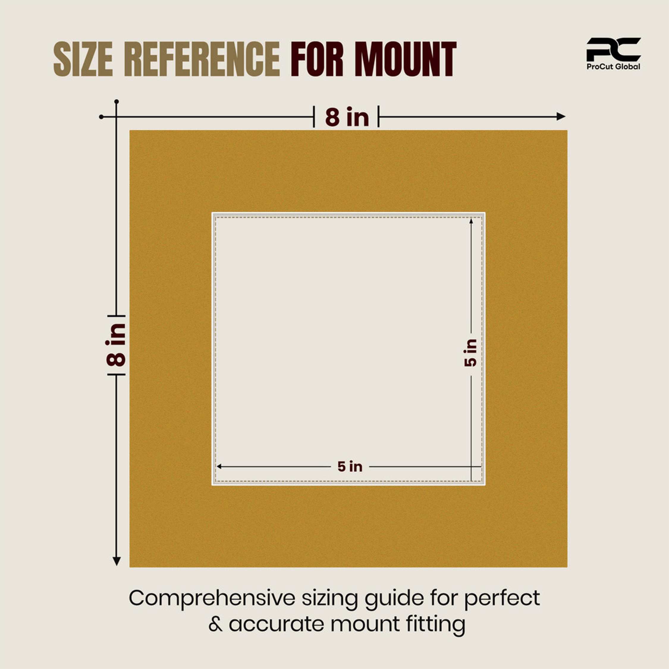 Antique Gold 8x8" Picture Mount With 5x5" Aperture | Acid-Free Picture Mount Board thumbnail 2