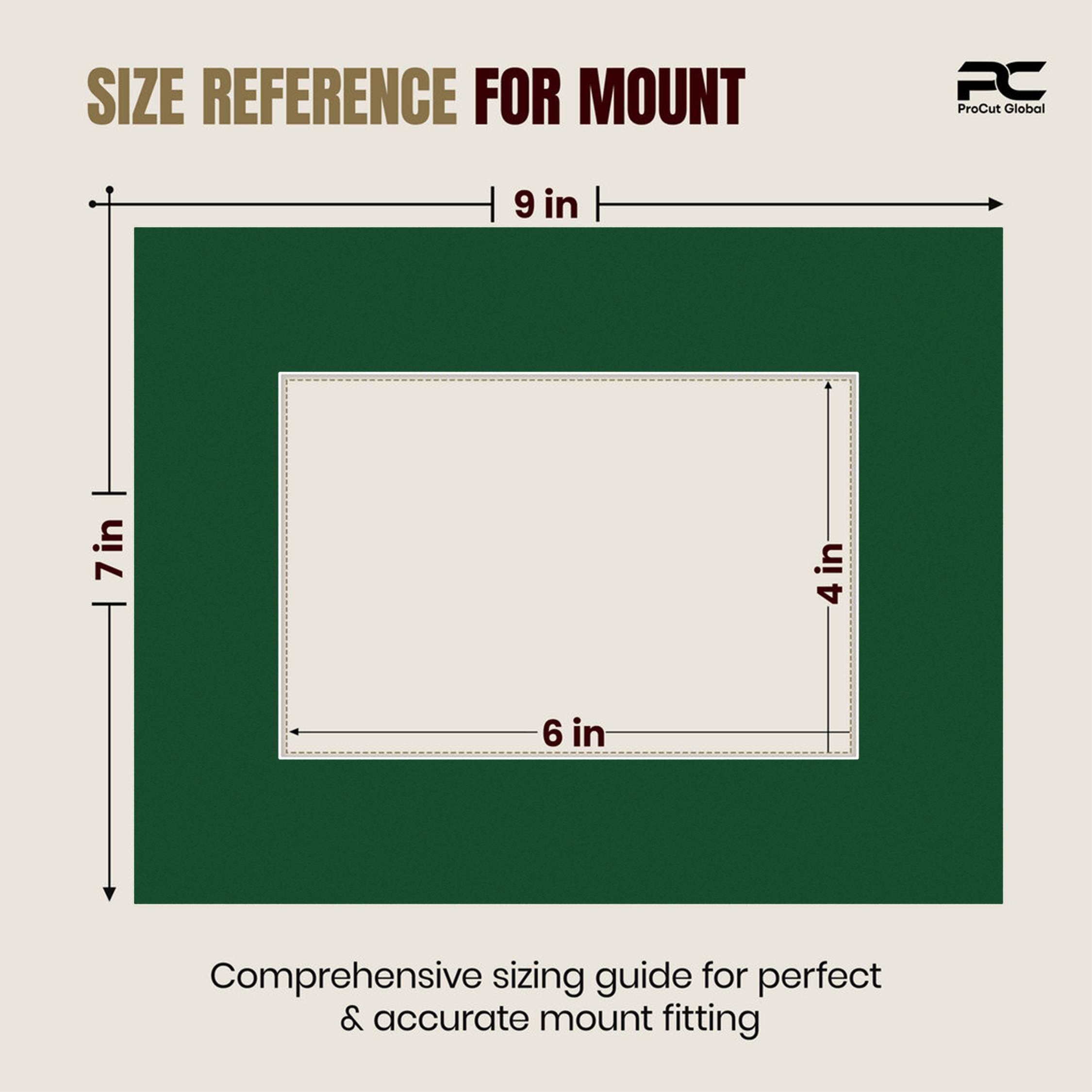 Forest Green 9x7" Picture Mount With 6x4" Aperture | Acid-Free Mat Board For Picture Frames thumbnail 2