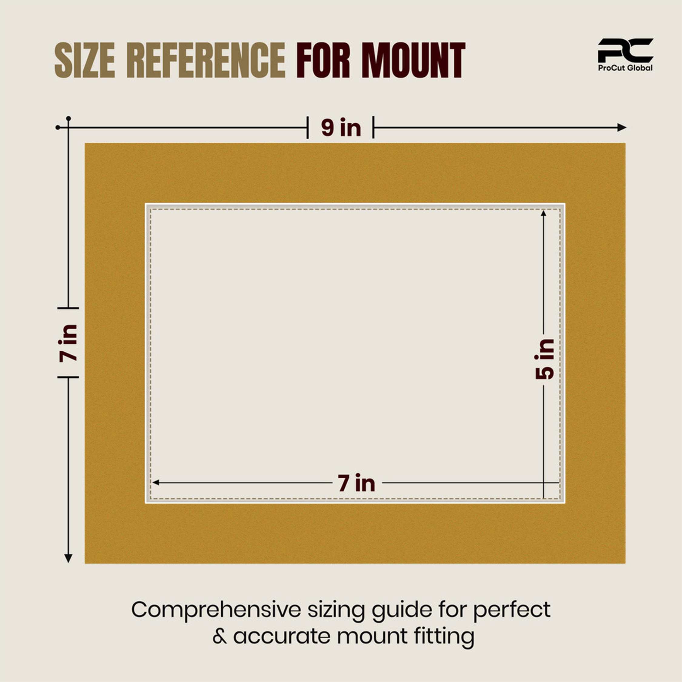 Antique Gold 9x7" Picture Mount With 7x5" Aperture | Acid-Free Mat Board For Photos & Artwork thumbnail 2