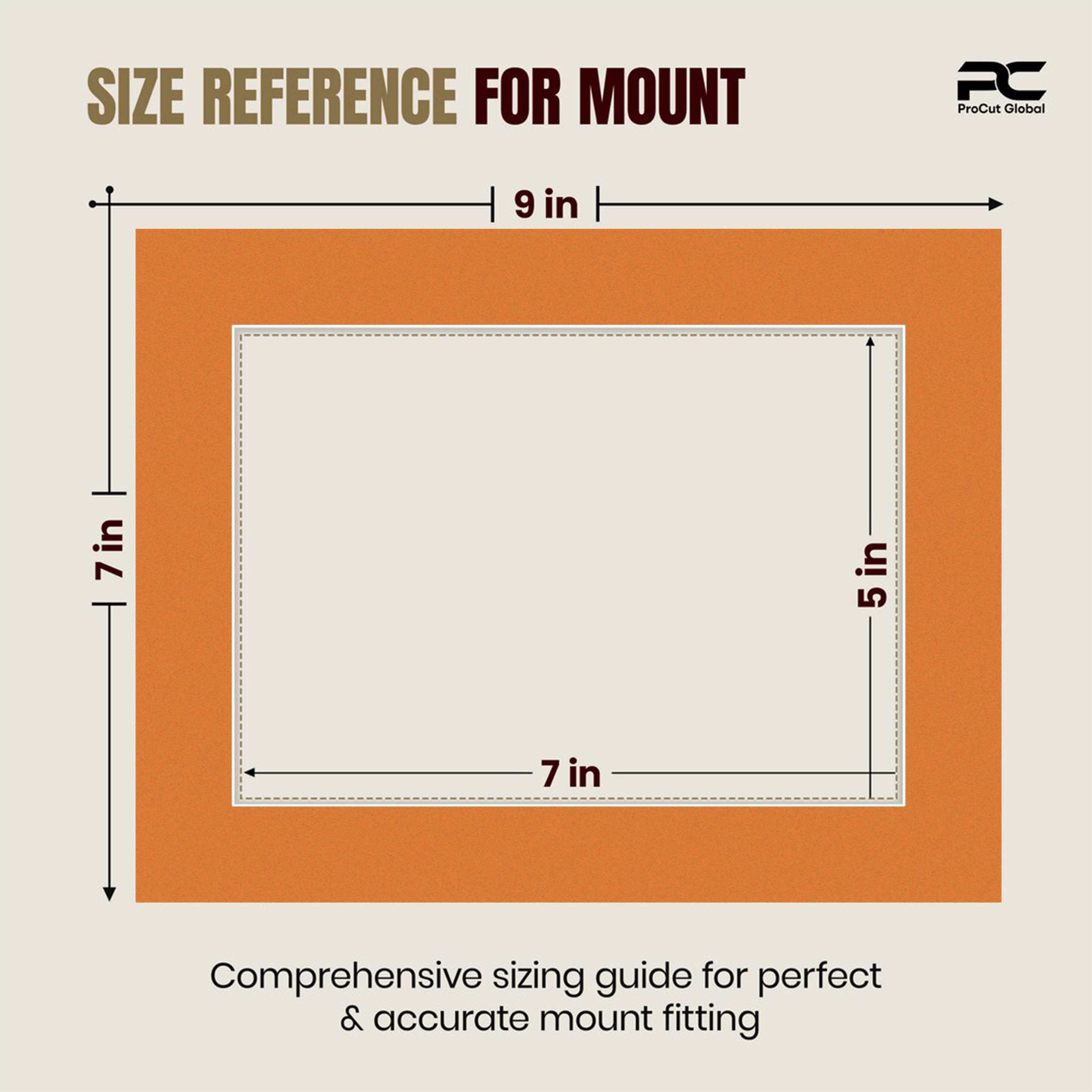 Burnt Orange 9x7" Picture Mount With 7x5" Aperture | Acid-Free Mat Board For Photos & Artwork thumbnail 2