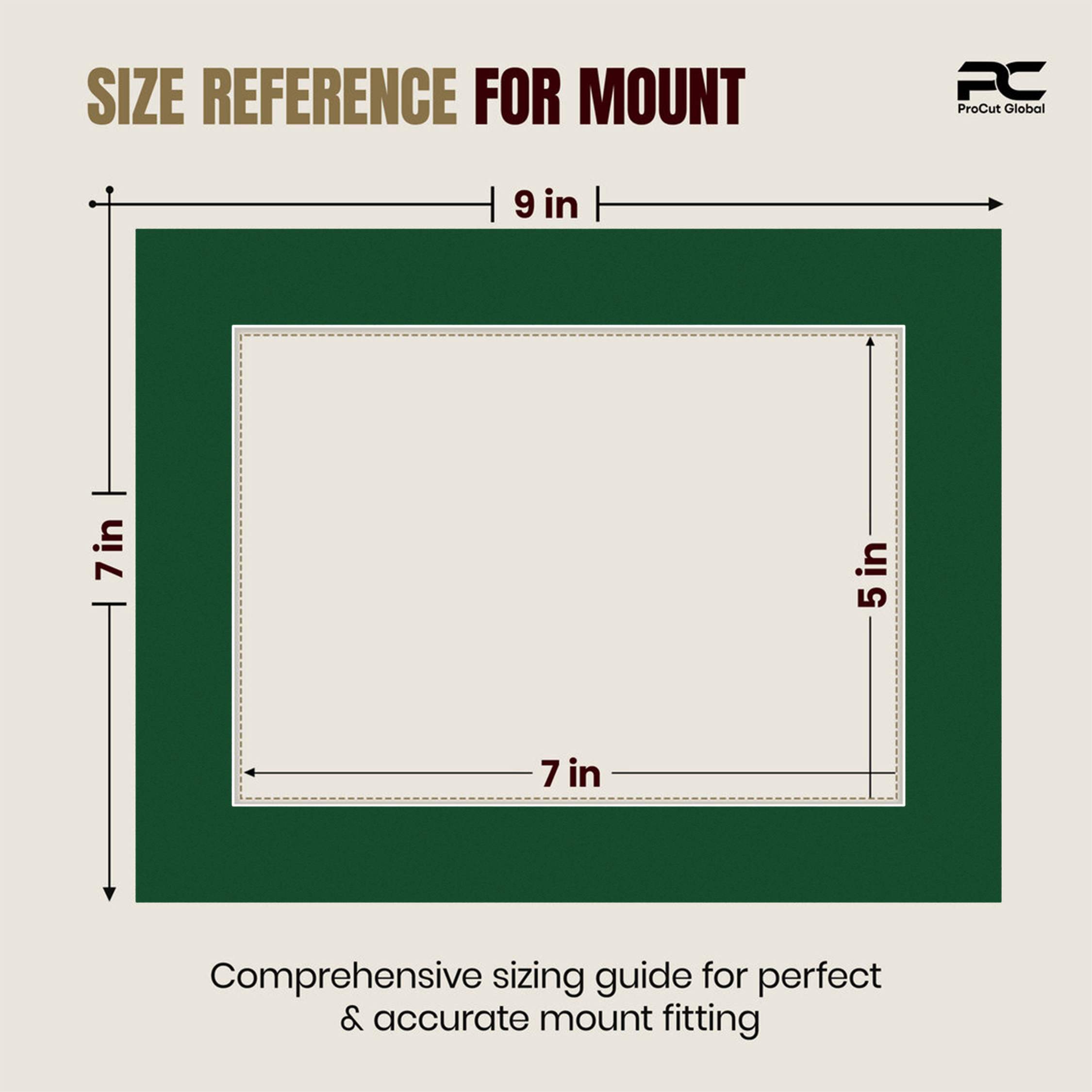 Forest Green 9x7" Picture Mount With 7x5" Aperture | Acid-Free Picture Mount Board thumbnail 2