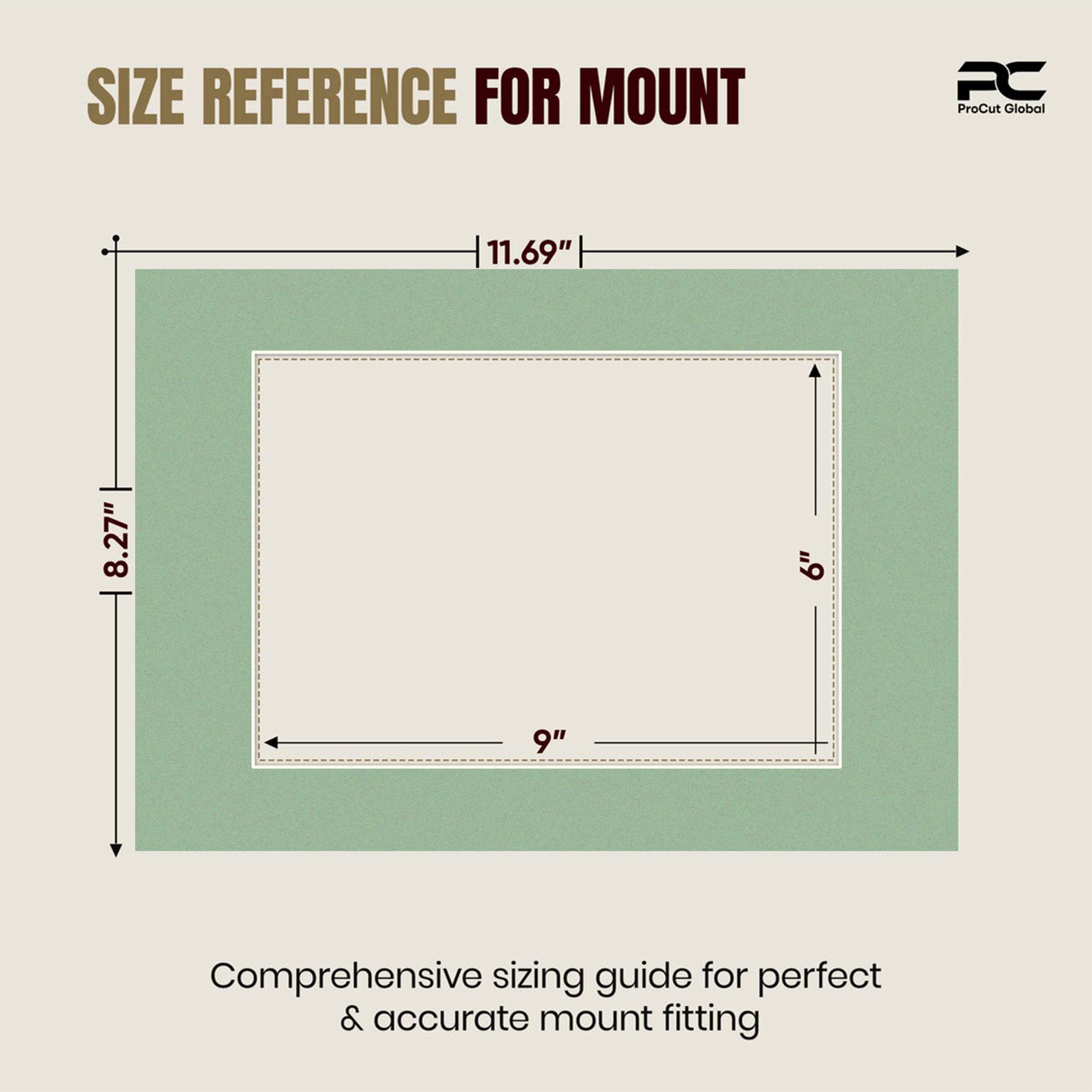 Sage Green A4 Picture Mount With 9x6" Aperture | Acid-Free Mat Board For Picture Frames thumbnail 2