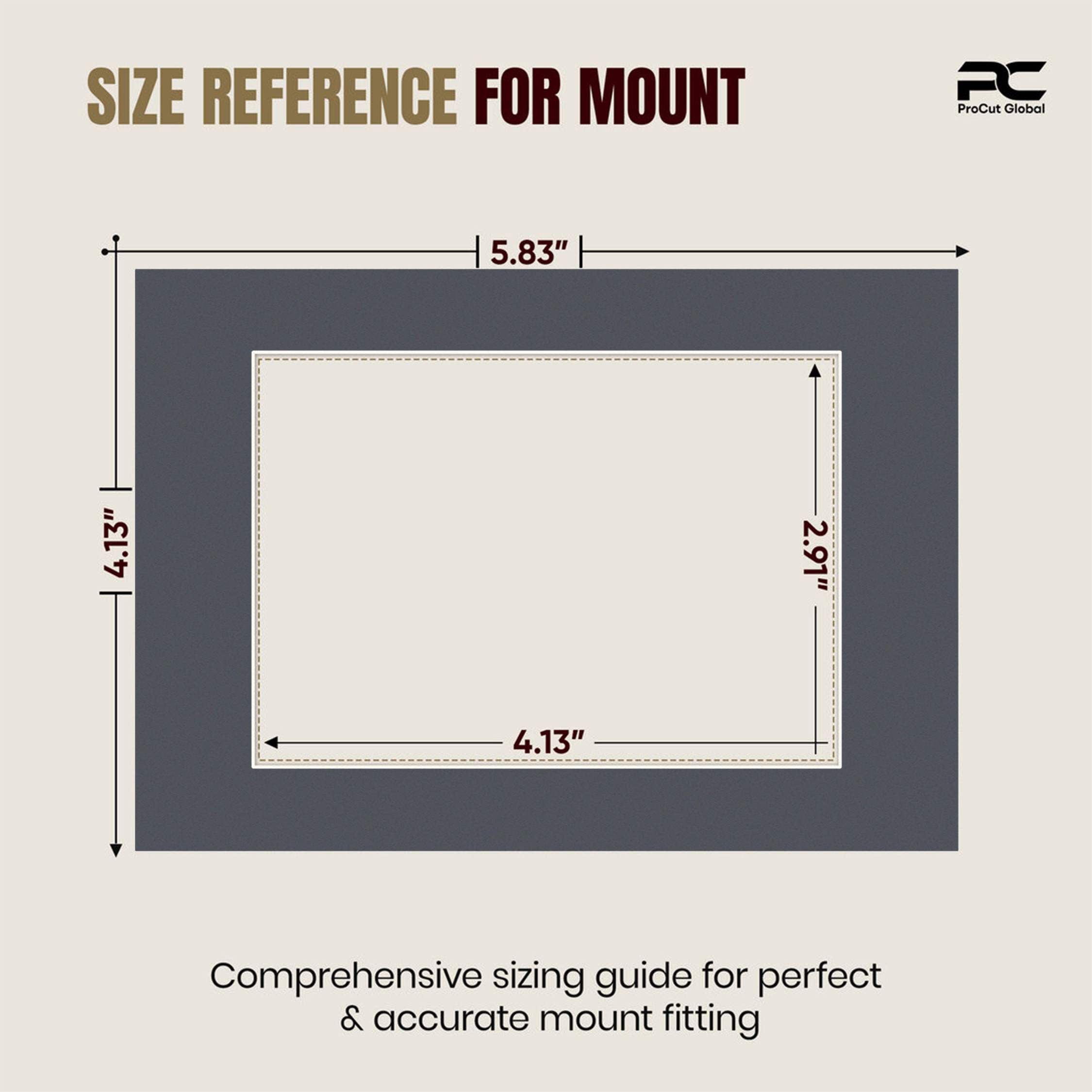 Charcoal Grey A6 Picture Mount With A7 Aperture | Acid-Free Mat Board For Picture Frames thumbnail 2