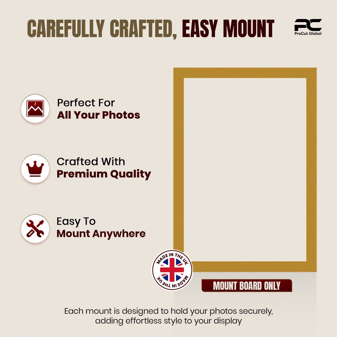 Antique Gold 100x70cm Picture Mount With 90x60cm Aperture | Acid-Free Picture Mount Board thumbnail 7