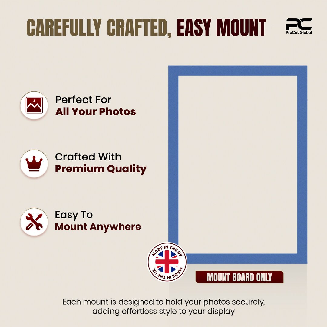 Pacific Blue 100x70cm Picture Mount With 90x60cm Aperture | Acid-Free Mat Board For Picture Frames thumbnail 7