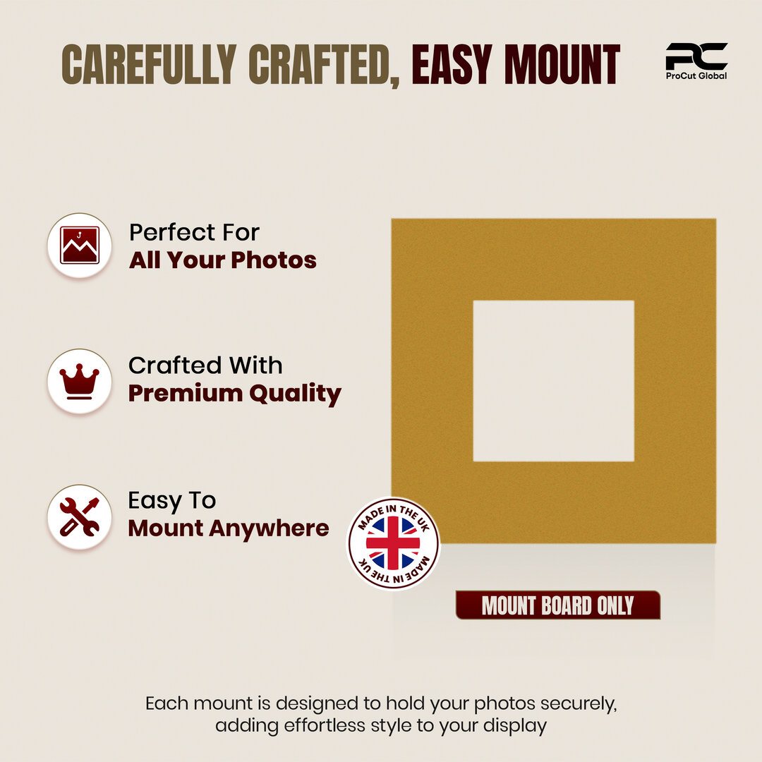 Antique Gold 10x10" Picture Mount With 5x5" Aperture | Acid-Free Picture Mount Board thumbnail 7