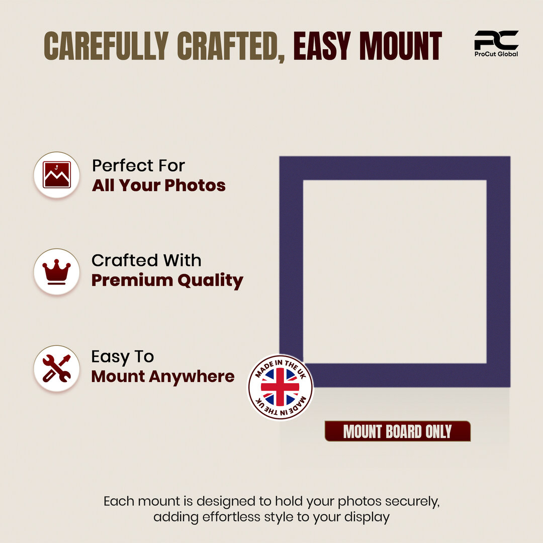 Damson 10x10" Picture Mount With 8x8" Aperture | Acid-Free Picture Mount Board thumbnail 7