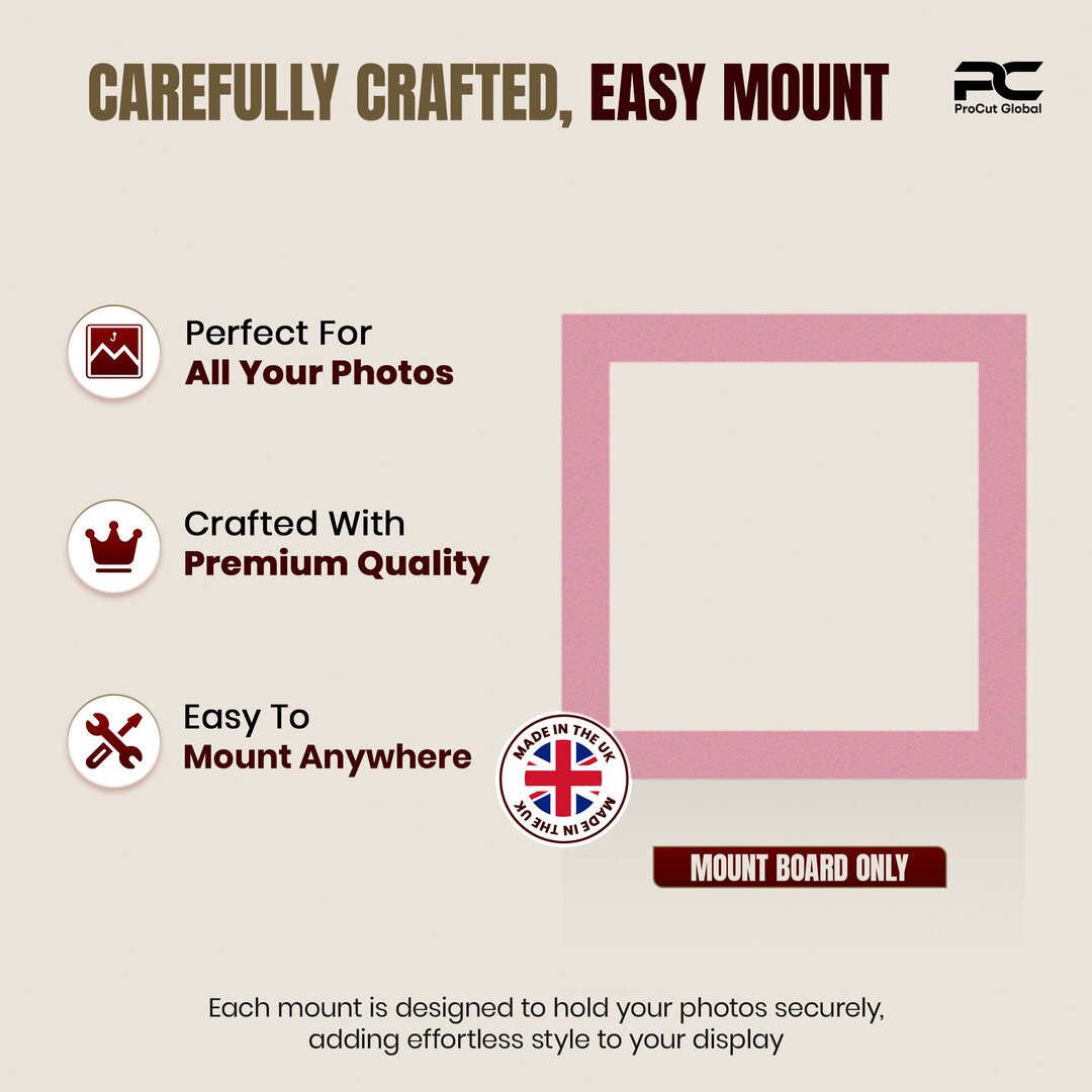 Dusty Rose 10x10" Picture Mount With 8x8" Aperture | Acid-Free Picture Mount Board thumbnail 7
