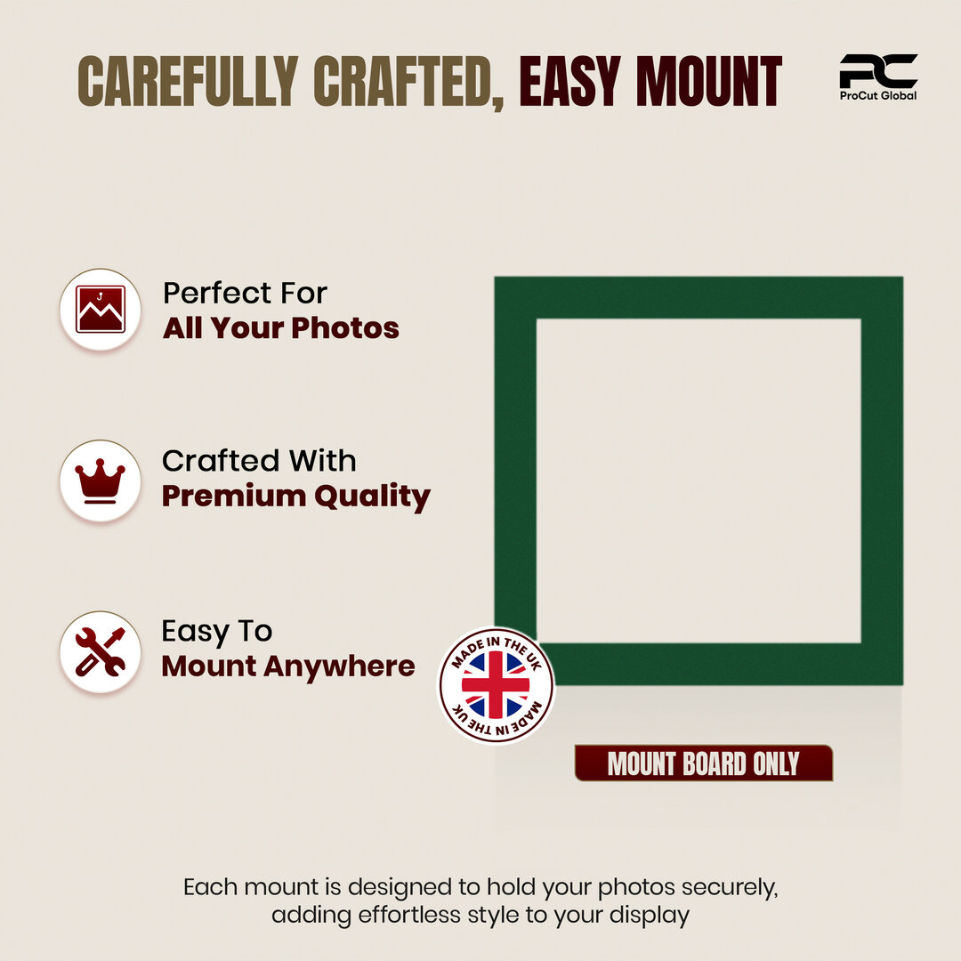 Forest Green 10x10" Picture Mount With 8x8" Aperture | Acid-Free Mat Board For Photos & Artwork thumbnail 7