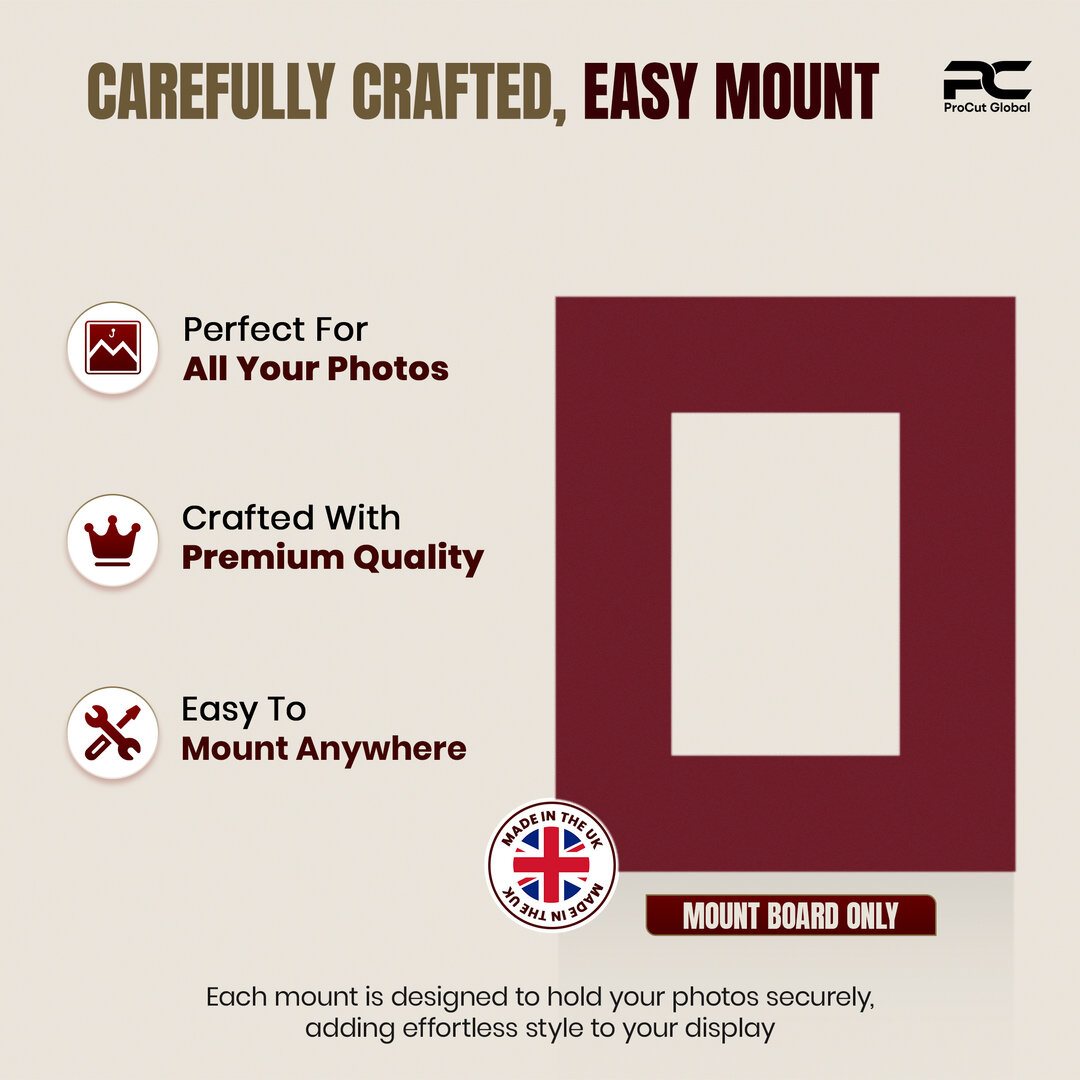 Burgundy 10x8" Picture Mount With 6x4" Aperture | Acid-Free Picture Mount Board thumbnail 7
