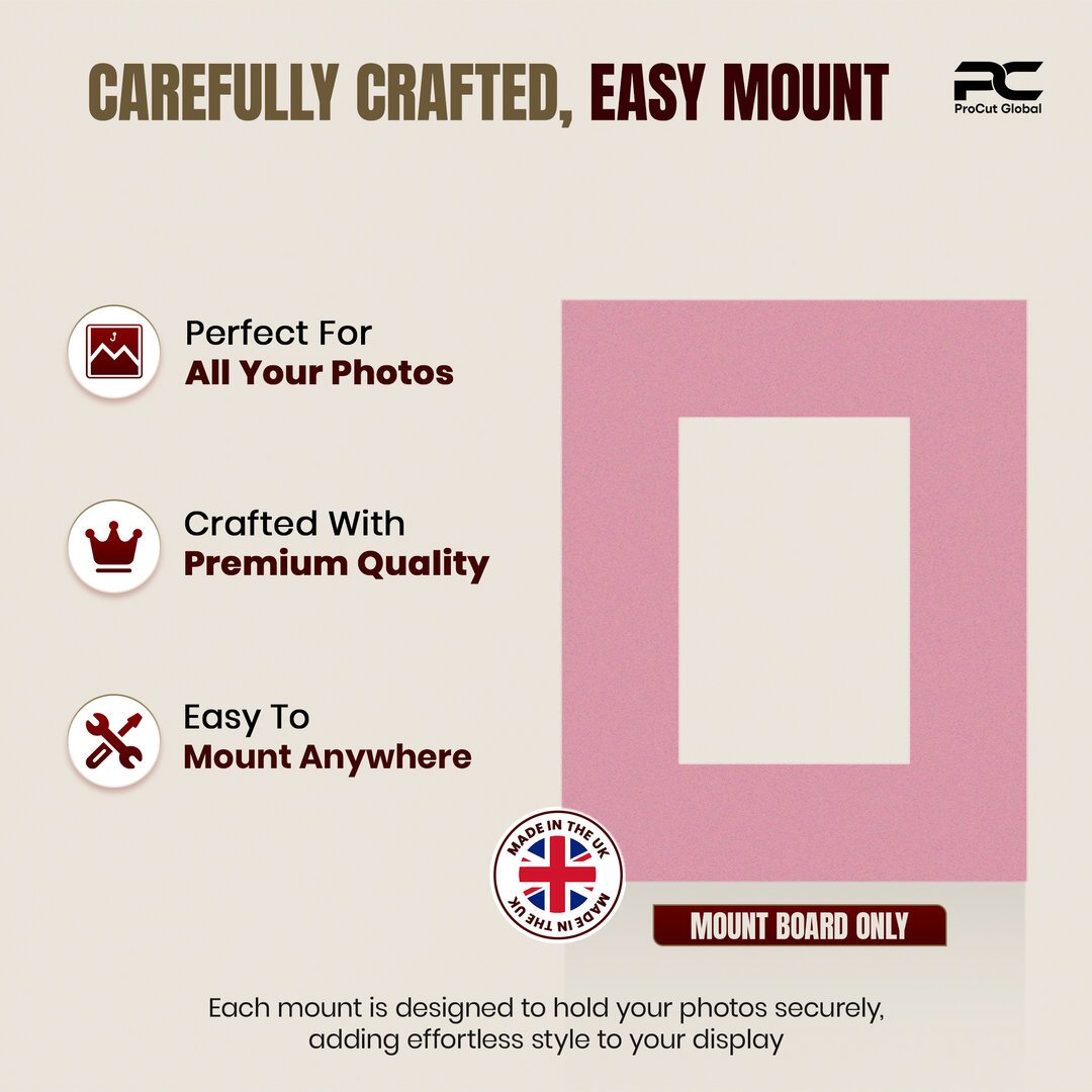 Dusty Rose 10x8" Picture Mount With 6x4" Aperture | Acid-Free Mat Board For Photos & Artwork thumbnail 7