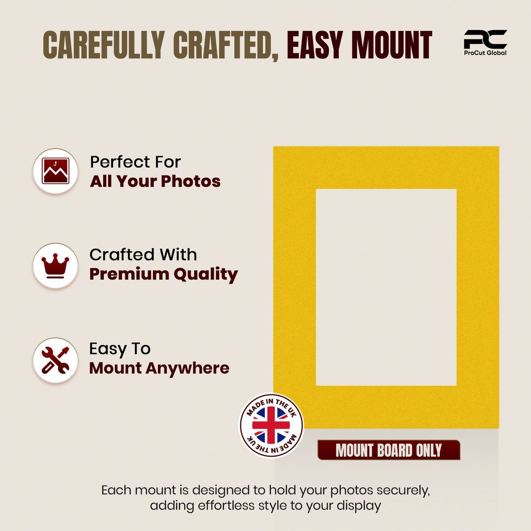 Bright Yellow 10x8" Picture Mount With 7x5" Aperture | Acid-Free Mat Board For Photos & Artwork thumbnail 7