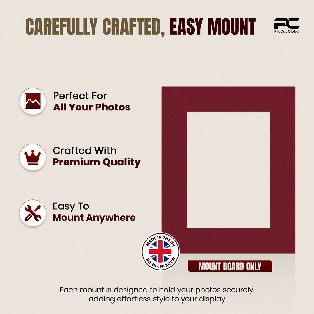 Burgundy 10x8" Picture Mount With 7x5" Aperture | Acid-Free Mat Board For Photos & Artwork thumbnail 7