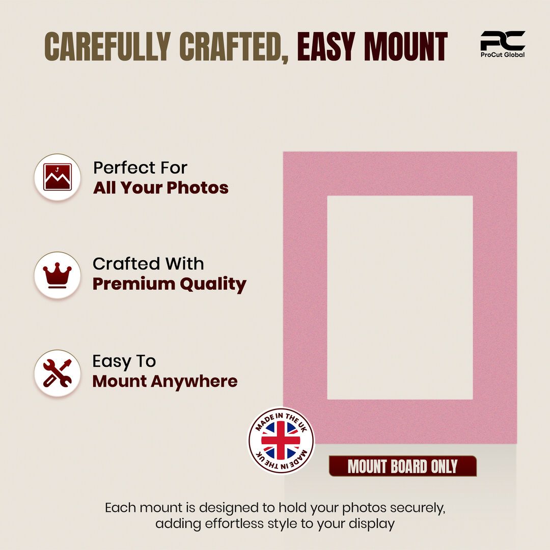 Dusty Rose 10x8" Picture Mount With 7x5" Aperture | Acid-Free Mat Board For Picture Frames thumbnail 7
