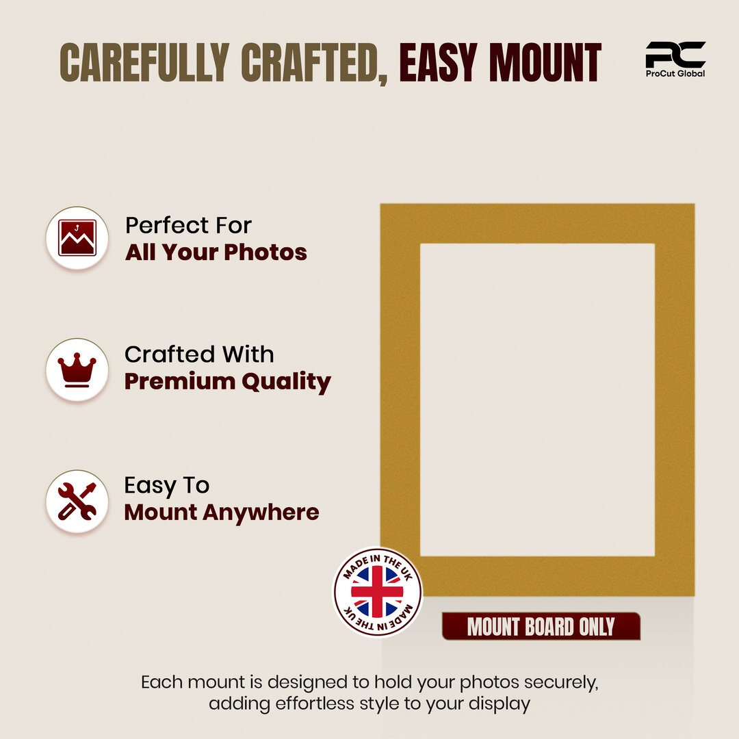 Antique Gold 10x8" Picture Mount With 8x6" Aperture | Acid-Free Picture Mount Board thumbnail 7