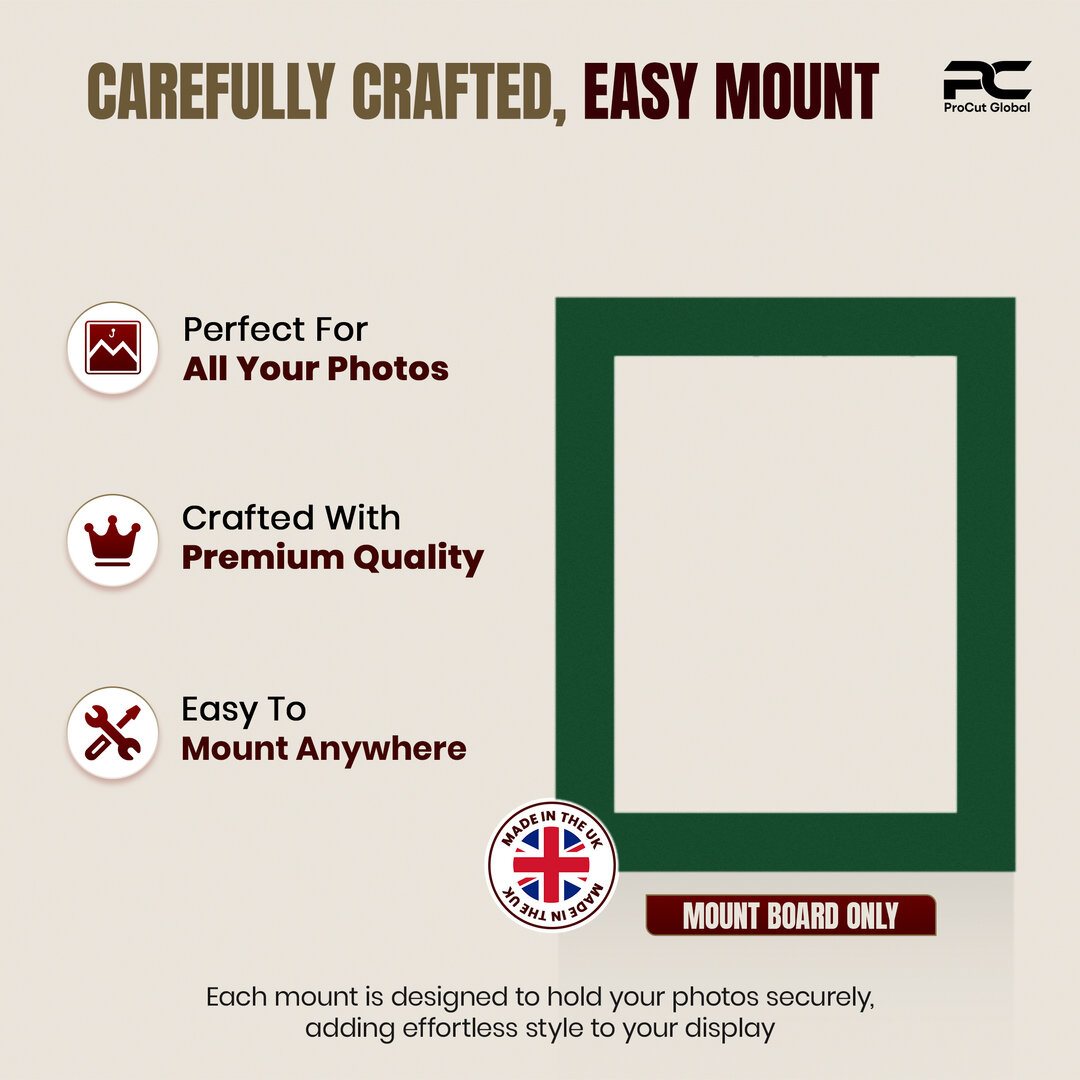 Forest Green 10x8" Picture Mount With 8x6" Aperture | Acid-Free Picture Mount Board thumbnail 7