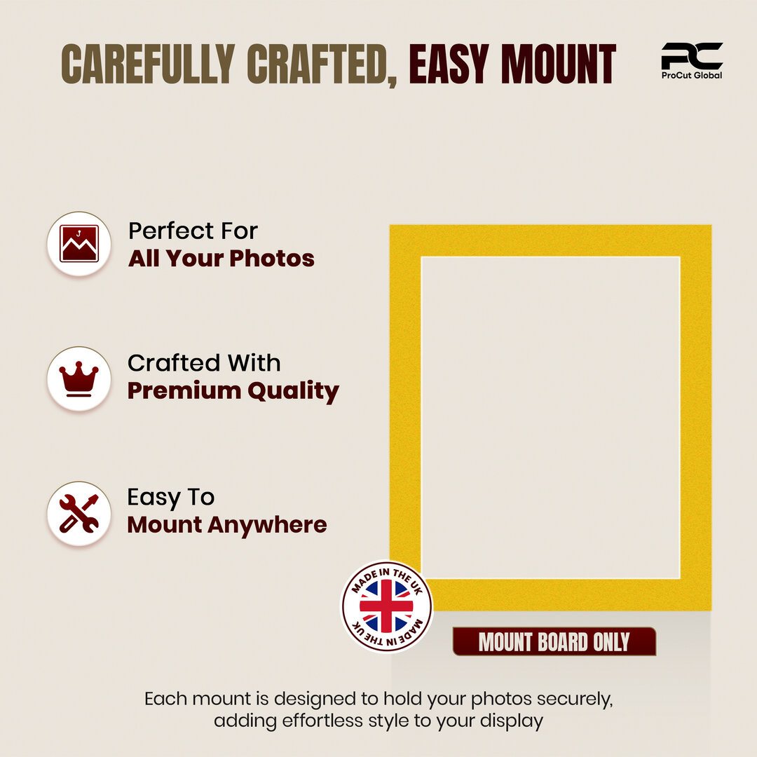 Bright Yellow 12x10" Picture Mount With 10x8" Aperture | Acid-Free Mat Board For Photos & Artwork thumbnail 7