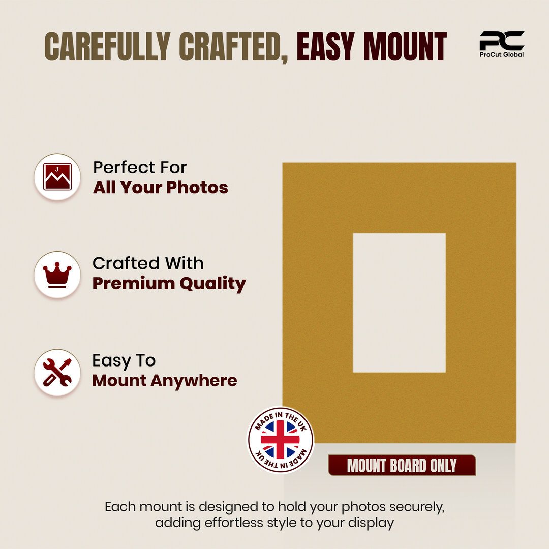 Antique Gold 12x10" Picture Mount With 6x4" Aperture | Acid-Free Mat Board For Picture Frames thumbnail 7