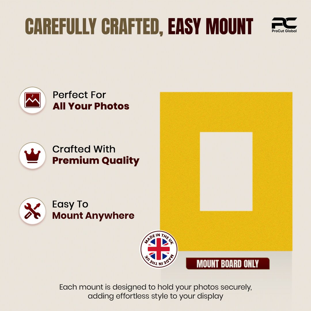 Bright Yellow 12x10" Picture Mount With 6x4" Aperture | Acid-Free Mat Board For Picture Frames thumbnail 7
