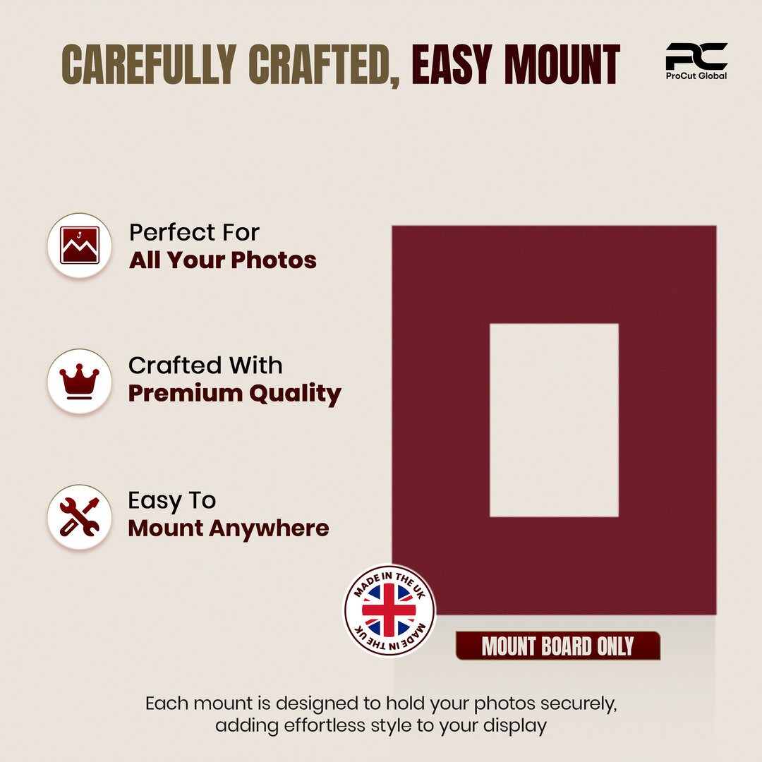 Burgundy 12x10" Picture Mount With 6x4" Aperture | Acid-Free Mat Board For Photos & Artwork thumbnail 7