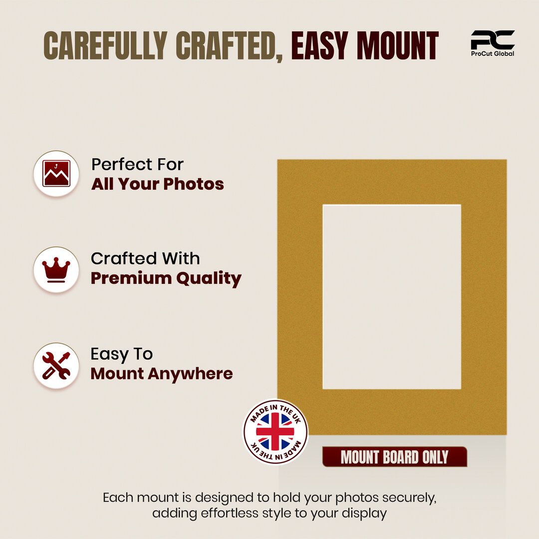Antique Gold 12x10" Picture Mount With 8x6" Aperture | Acid-Free Mat Board For Photos & Artwork thumbnail 7
