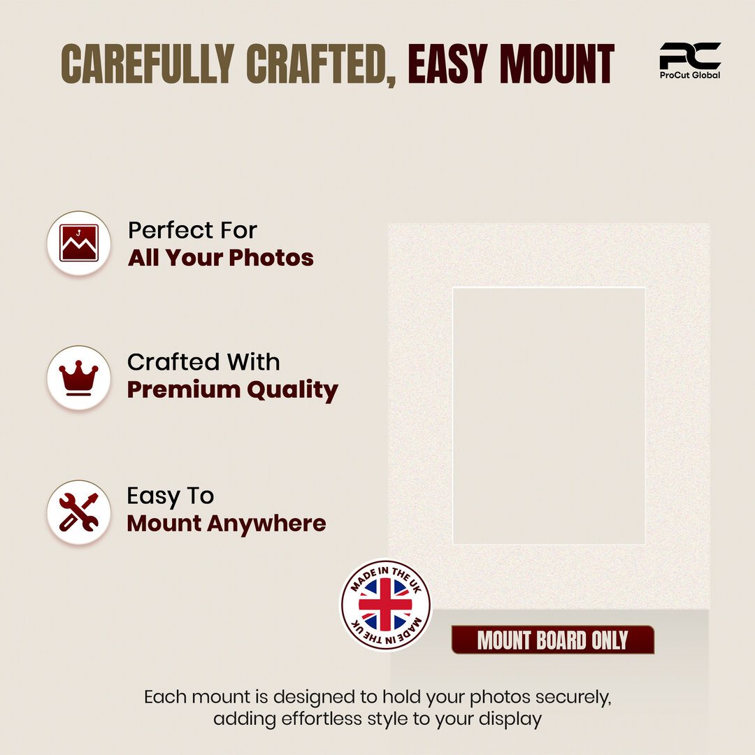 Antique White 12x10" Picture Mount With 8x6" Aperture | Acid-Free Picture Mount Board thumbnail 7