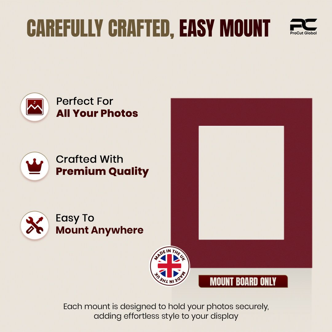 Burgundy 12x10" Picture Mount With 8x6" Aperture | Acid-Free Mat Board For Picture Frames thumbnail 7