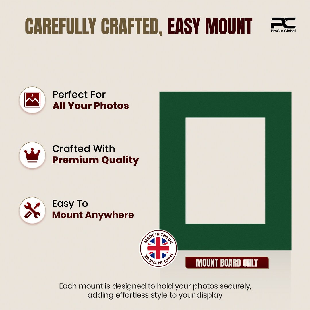 Forest Green 12x10" Picture Mount With 8x6" Aperture | Acid-Free Picture Mount Board thumbnail 7