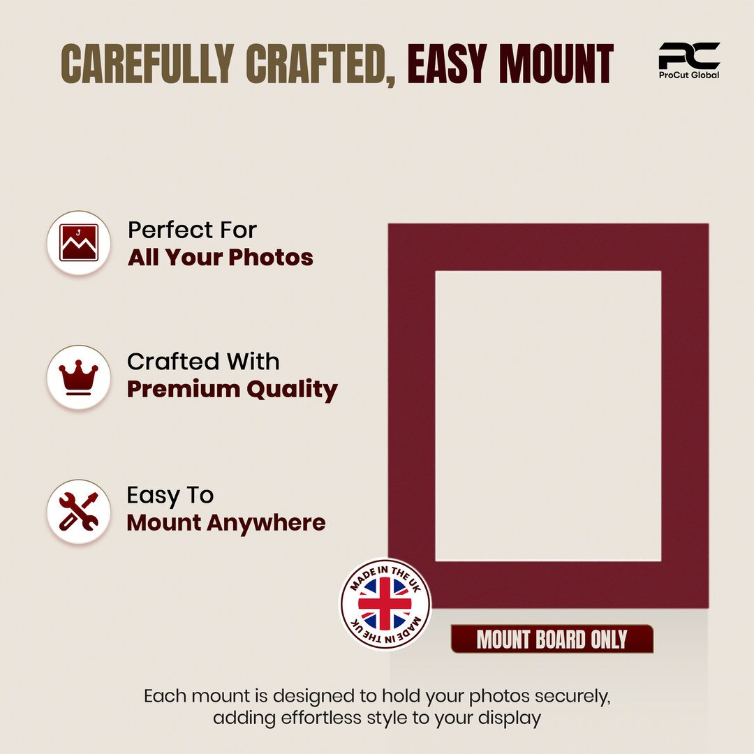 Burgundy 12x10" Picture Mount With 9x7" Aperture | Acid-Free Mat Board For Photos & Artwork thumbnail 7