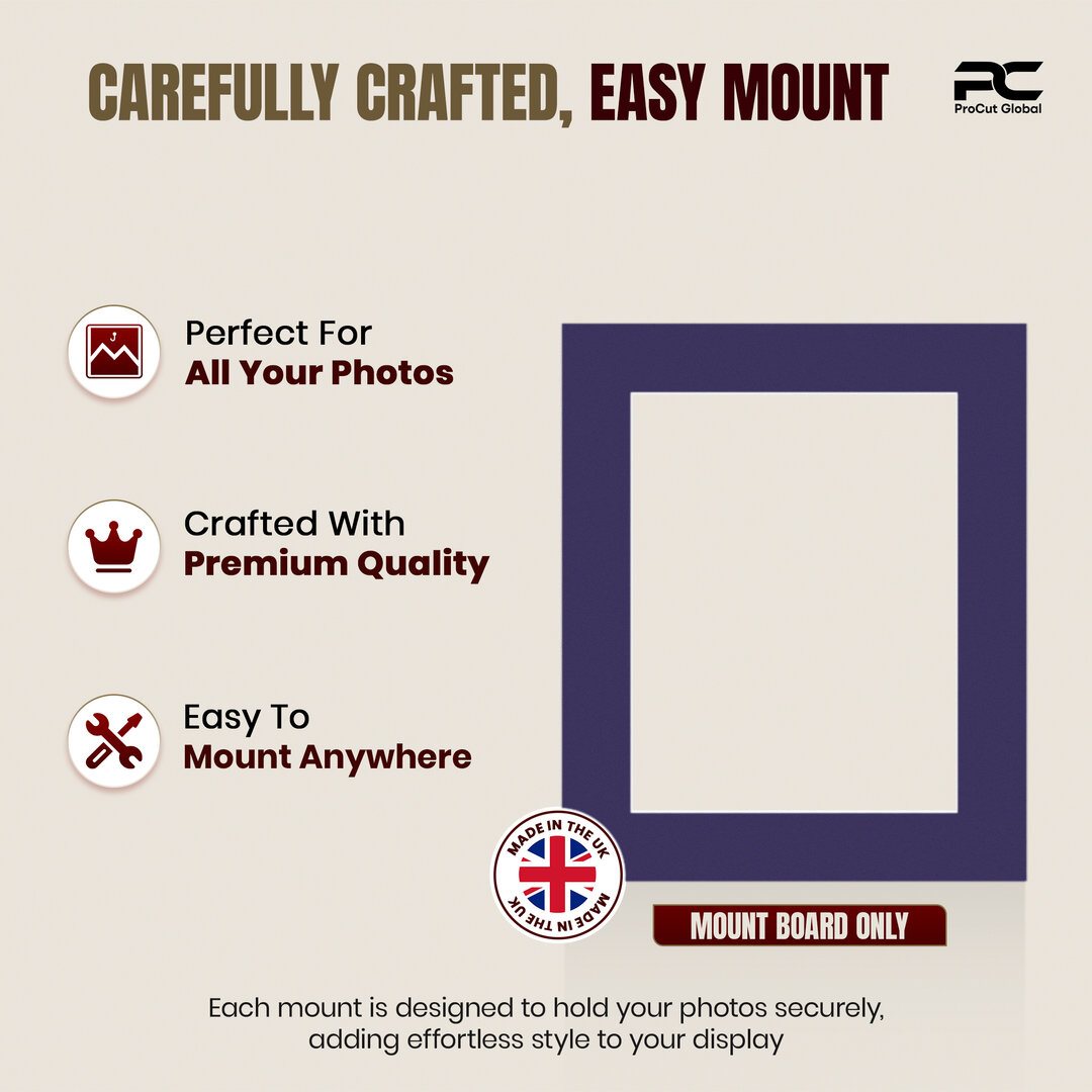 Damson 12x10" Picture Mount With 9x7" Aperture | Acid-Free Picture Mount Board thumbnail 7