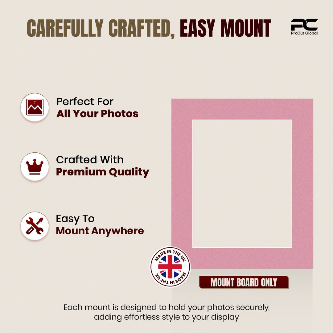 Dusty Rose 12x10" Picture Mount With 9x7" Aperture | Acid-Free Picture Mount Board thumbnail 7