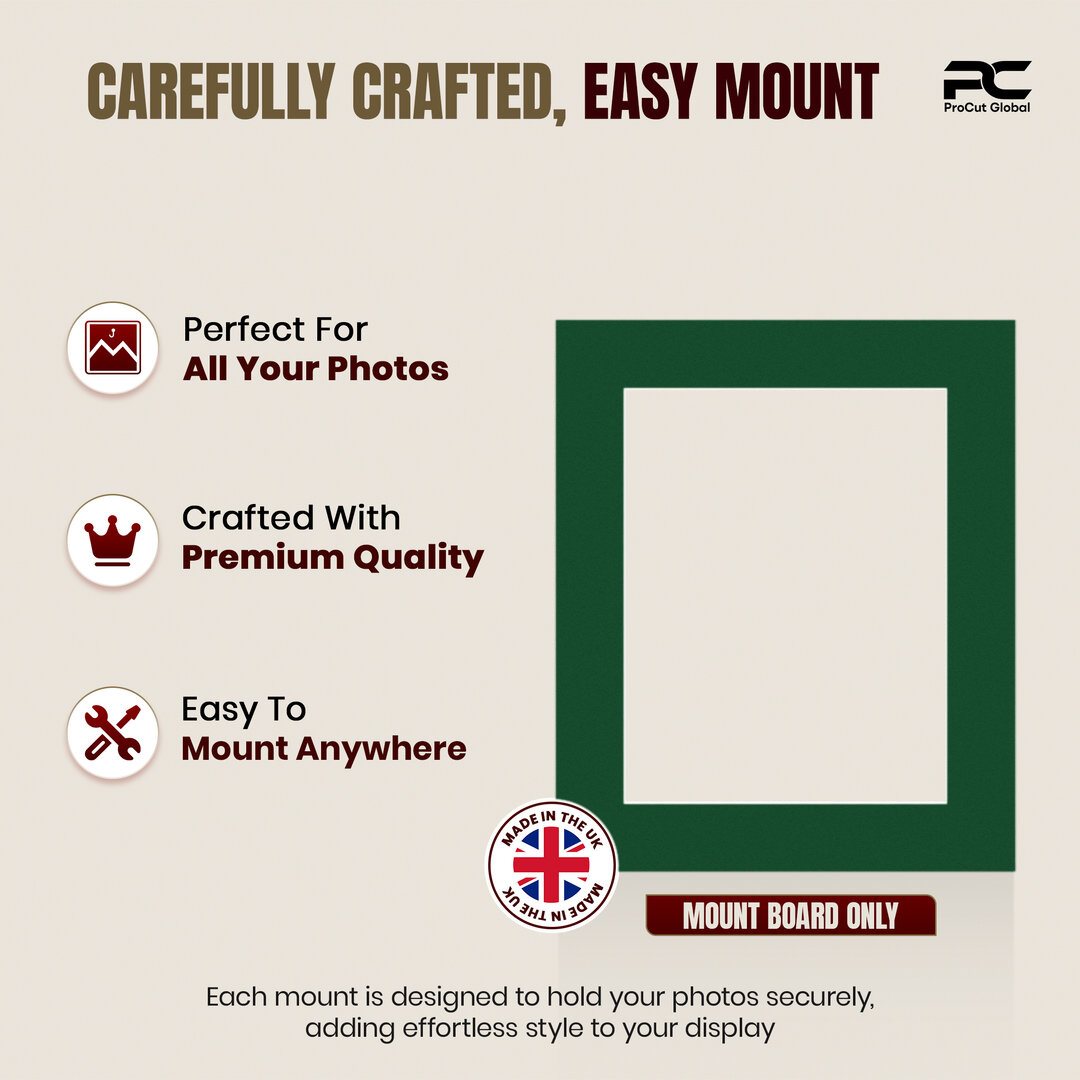 Forest Green 12x10" Picture Mount With 9x7" Aperture | Acid-Free Picture Mount Board thumbnail 7