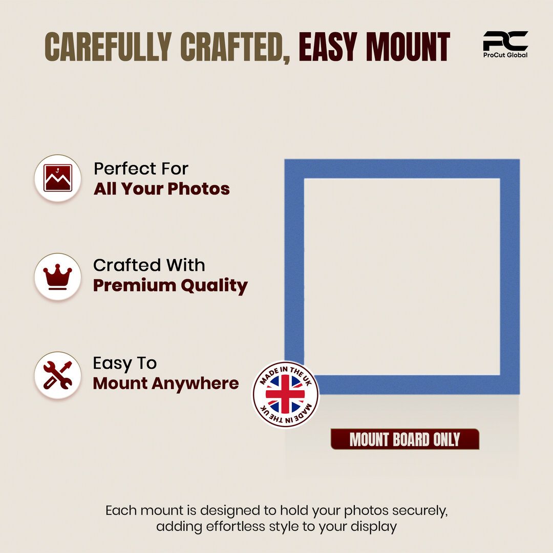 Pacific Blue 12x12" Picture Mount With 10x10" Aperture | Acid-Free Mat Board For Picture Frames thumbnail 7