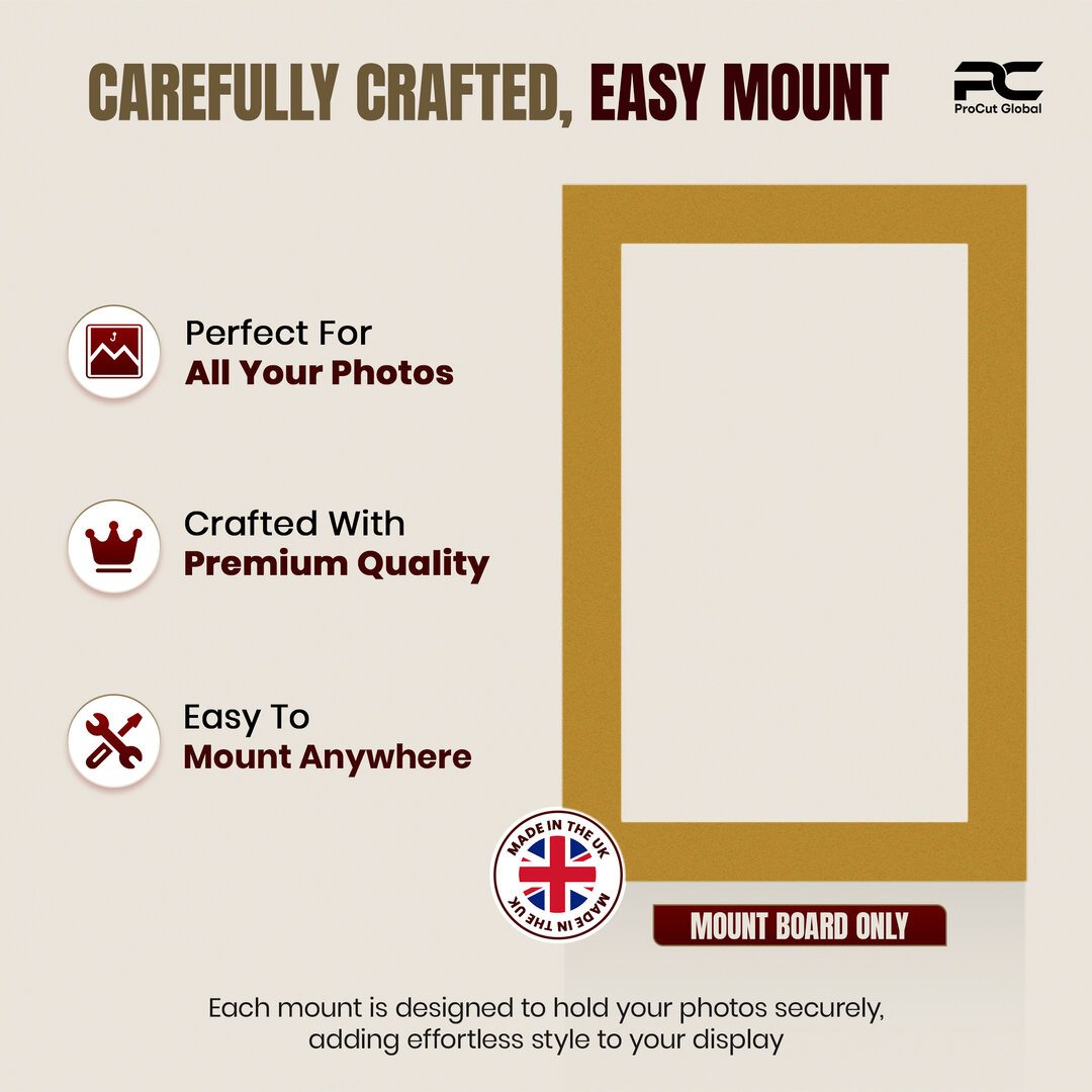Antique Gold 12x8" Picture Mount With 10x6" Aperture | Acid-Free Mat Board For Photos & Artwork thumbnail 7