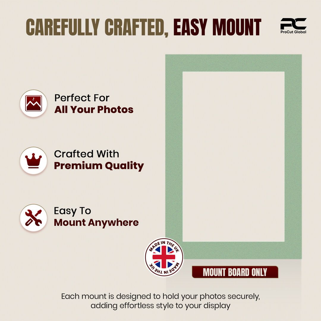 Sage Green 12x8" Picture Mount With 10x6" Aperture | Acid-Free Mat Board For Photos & Artwork thumbnail 7