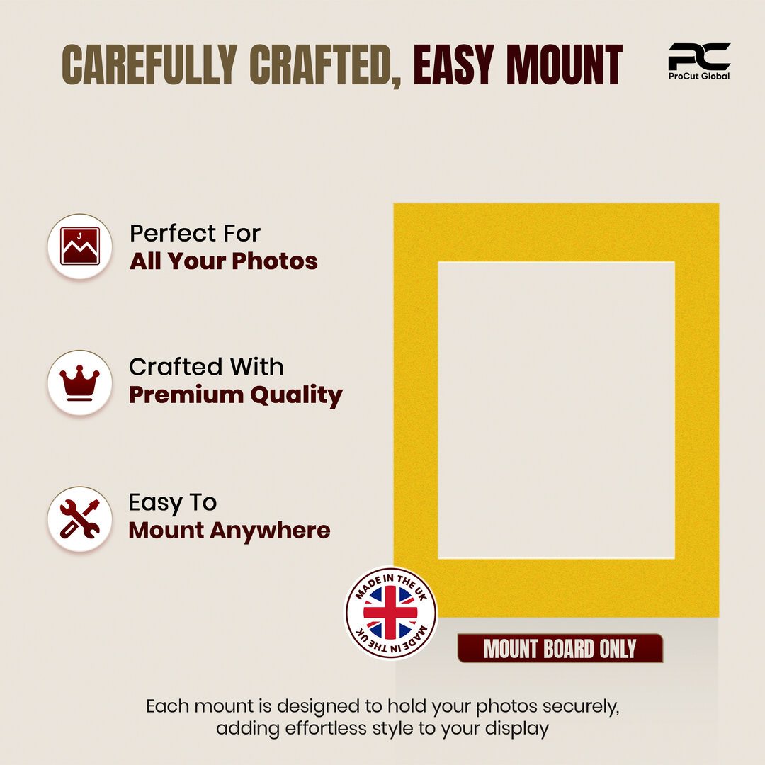 Bright Yellow 14x11" Picture Mount With 10x8" Aperture | Acid-Free Mat Board For Picture Frames thumbnail 7