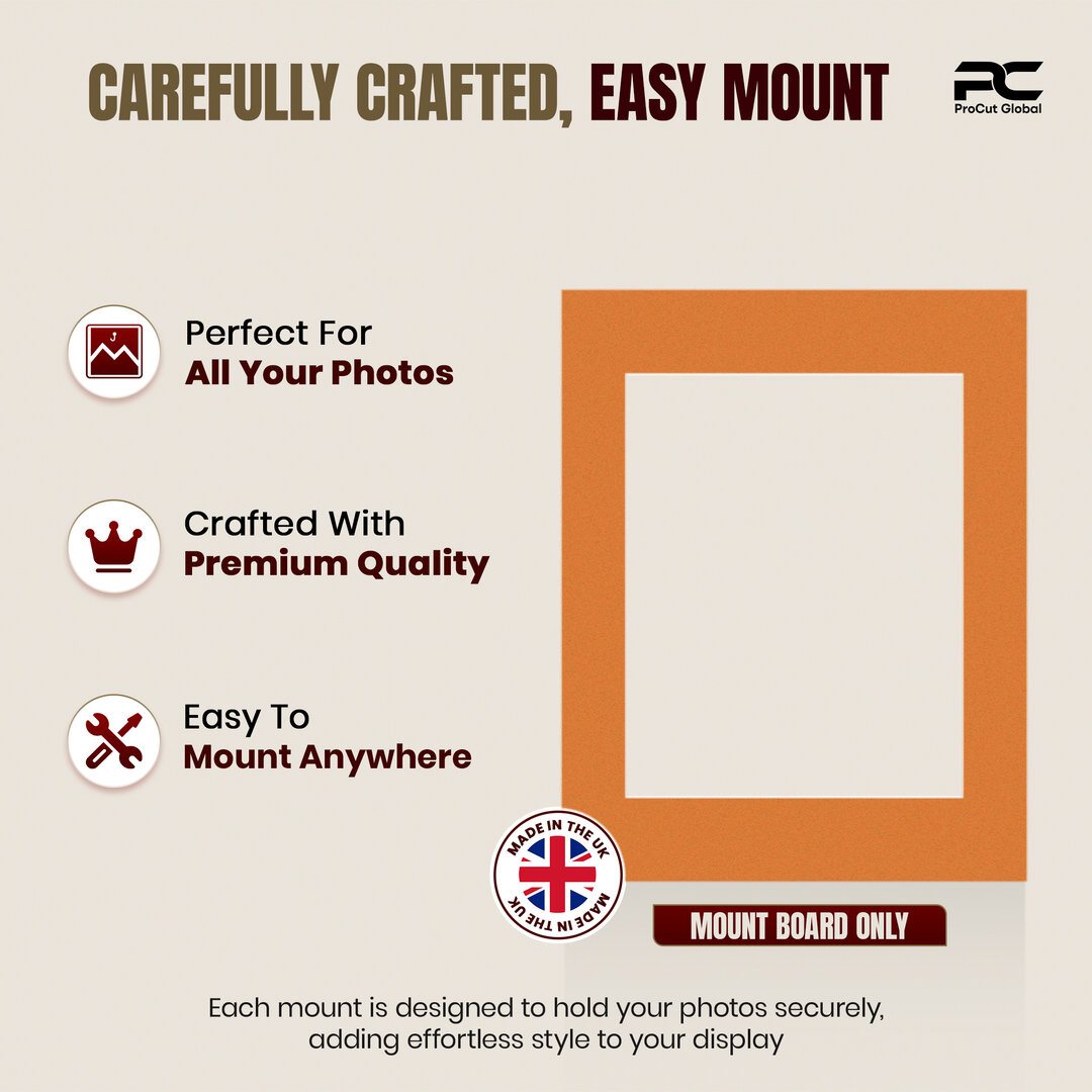 Burnt Orange 14x11" Picture Mount With 10x8" Aperture | Acid-Free Picture Mount Board thumbnail 7