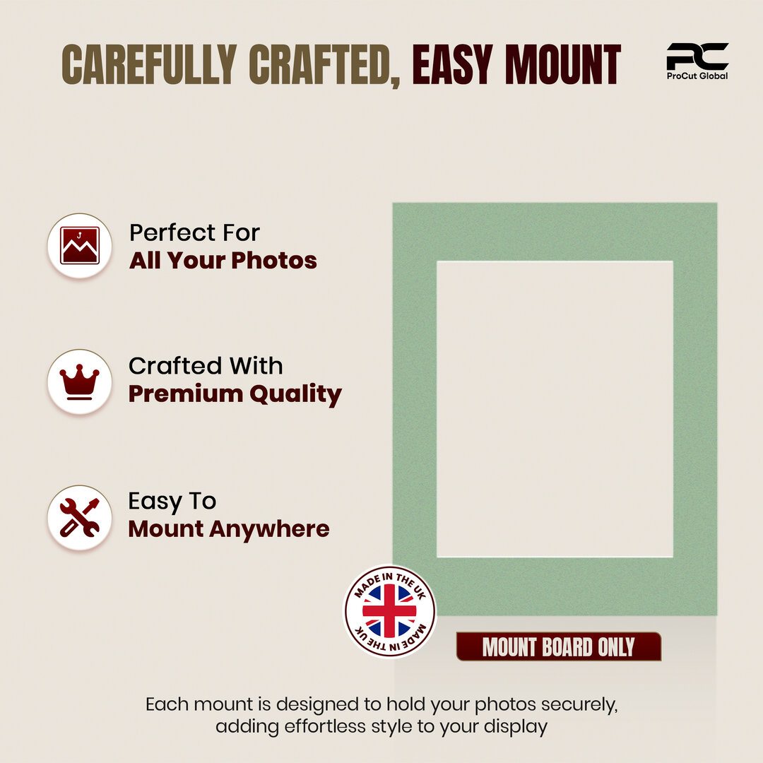 Sage Green 14x11" Picture Mount With 10x8" Aperture | Acid-Free Picture Mount Board thumbnail 7