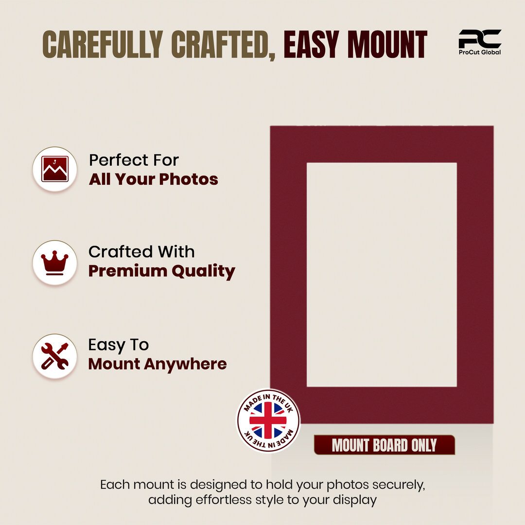 Burgundy 16x12" Picture Mount With 12x8" Aperture | Acid-Free Mat Board For Picture Frames thumbnail 7