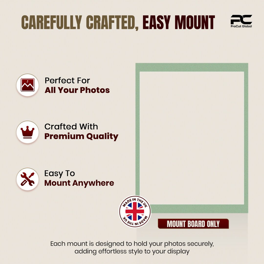 Sage Green 16x12" Picture Mount With 14x11" Aperture | Acid-Free Mat Board For Picture Frames thumbnail 7
