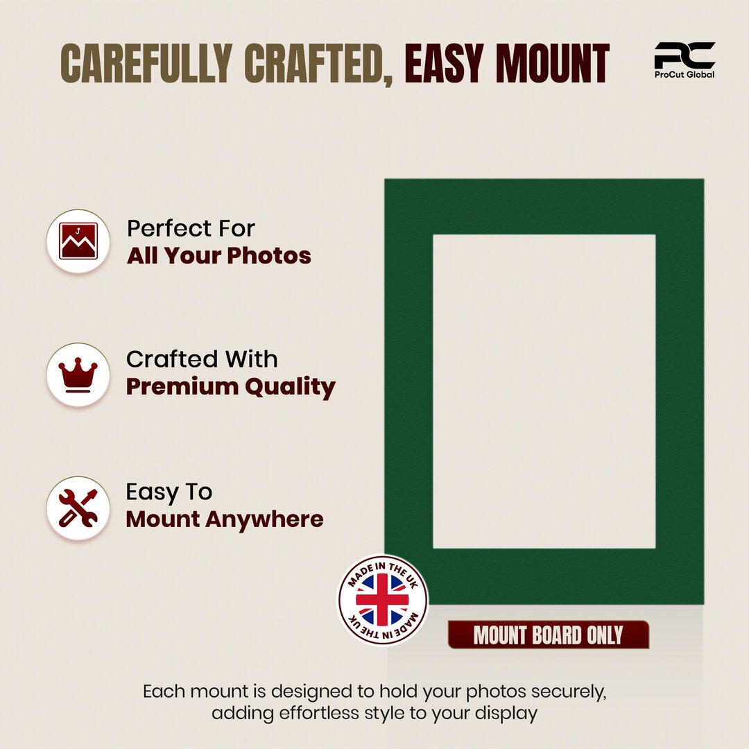 Forest Green 16x12" Picture Mount With A4 Aperture | Acid-Free Mat Board For Picture Frames thumbnail 7