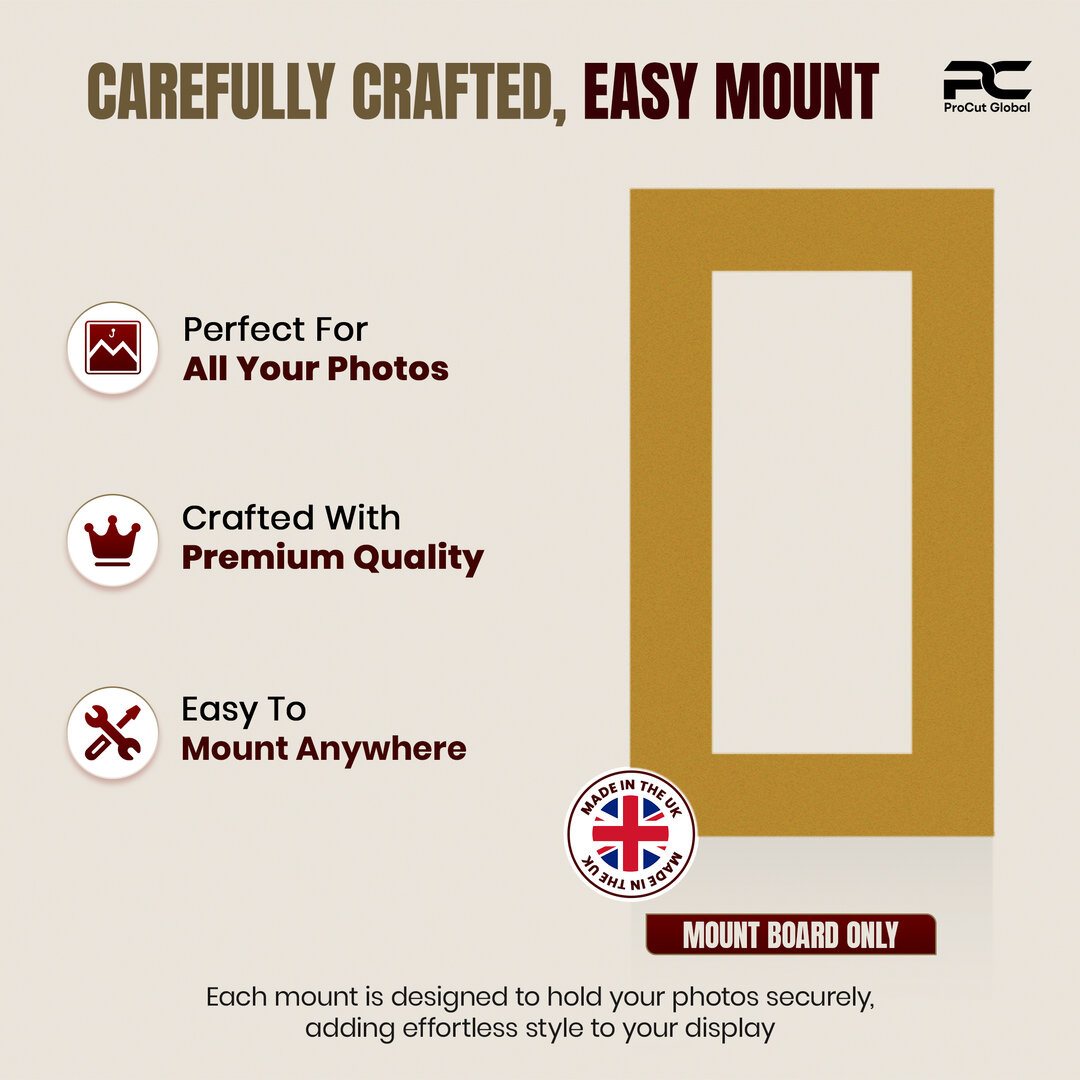 Antique Gold 16x9" Picture Mount With 12x5" Aperture | Acid-Free Picture Mount Board thumbnail 7