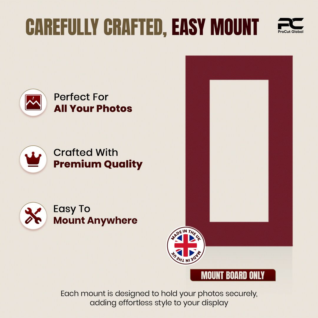 Burgundy 16x9" Picture Mount With 12x5" Aperture | Acid-Free Mat Board For Photos & Artwork thumbnail 7
