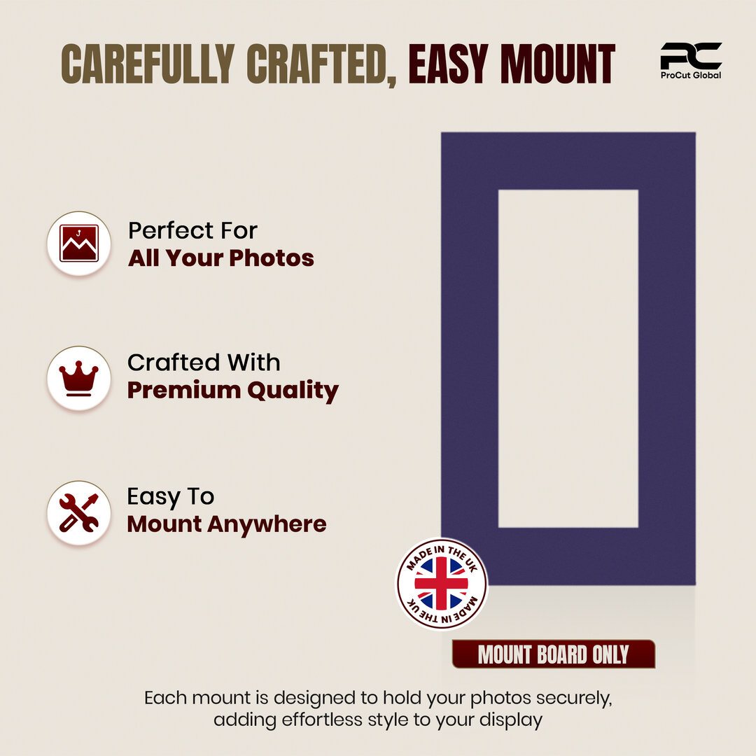 Damson 16x9" Picture Mount With 12x5" Aperture | Acid-Free Picture Mount Board thumbnail 7