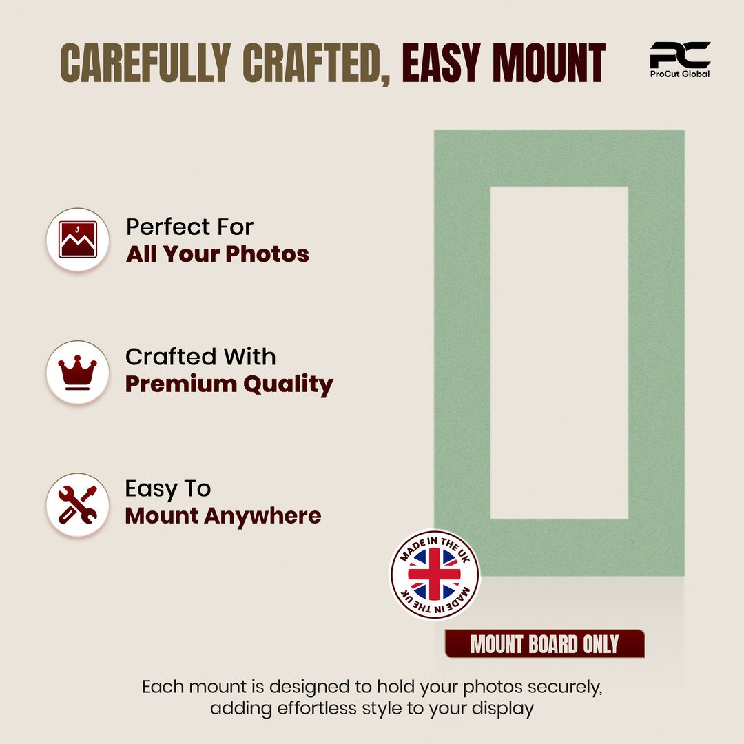 Sage Green 16x9" Picture Mount With 12x5" Aperture | Acid-Free Mat Board For Photos & Artwork thumbnail 7