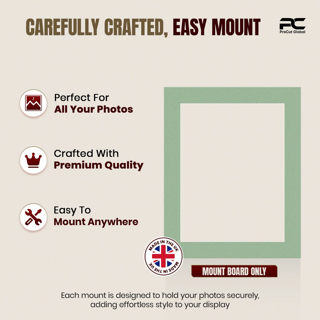 Sage Green 20x16" Picture Mount With 16x12" Aperture | Acid-Free Picture Mount Board thumbnail 7
