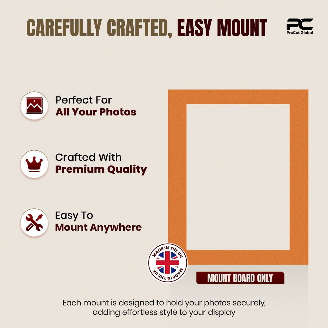 Burnt Orange 20x16" Picture Mount With A3 Aperture | Acid-Free Picture Mount Board thumbnail 7