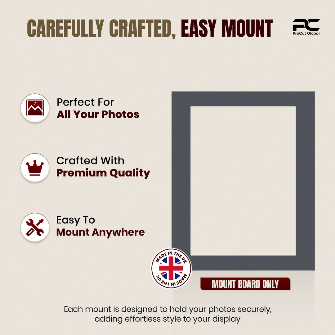 Charcoal Grey 20x16" Picture Mount With A3 Aperture | Acid-Free Mat Board For Picture Frames thumbnail 7