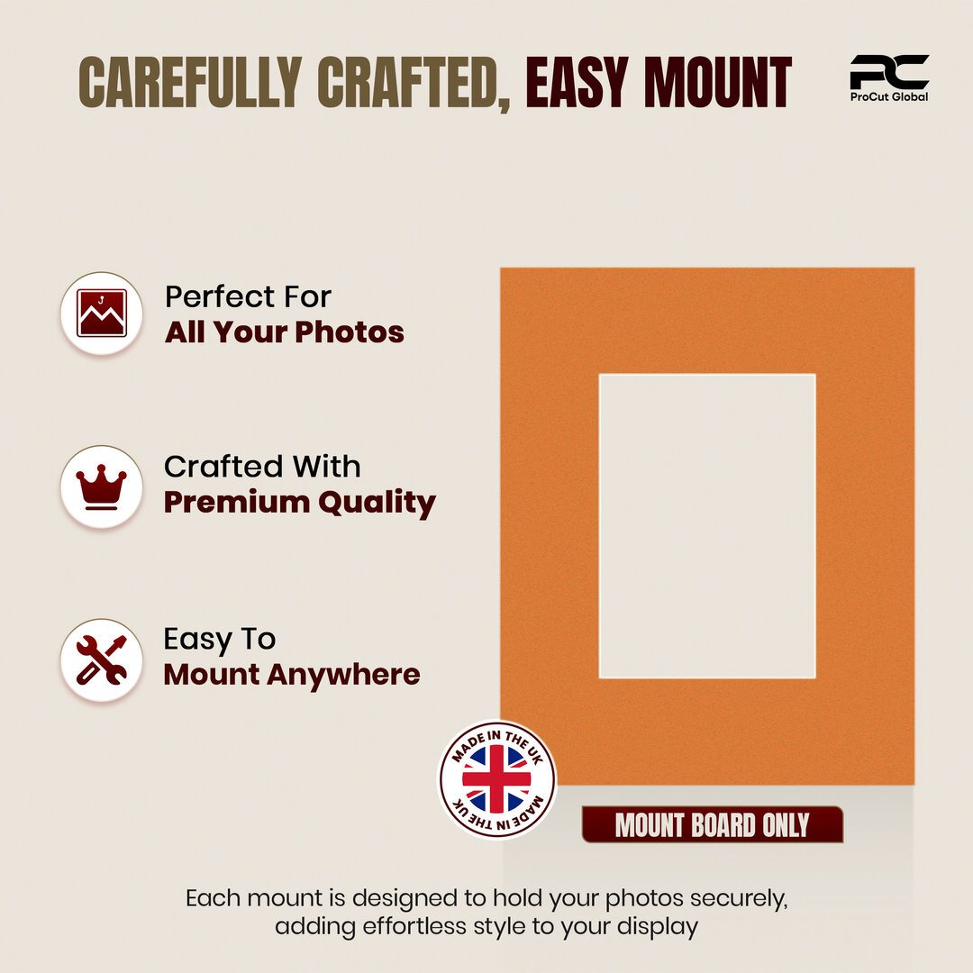 Burnt Orange 20x16" Picture Mount With A4 Aperture | Acid-Free Mat Board For Picture Frames thumbnail 7